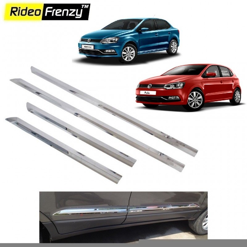 Buy Volkswagen Polo & Ameo Stainless Steel Chrome Side Beading online at low prices | Rideofrenzy