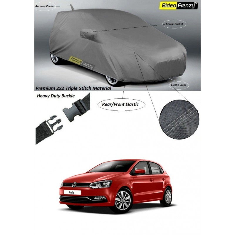 Buy Volkswagen Polo Car Cover with Mirror & Antenna Pockets online | Rideofrenzy