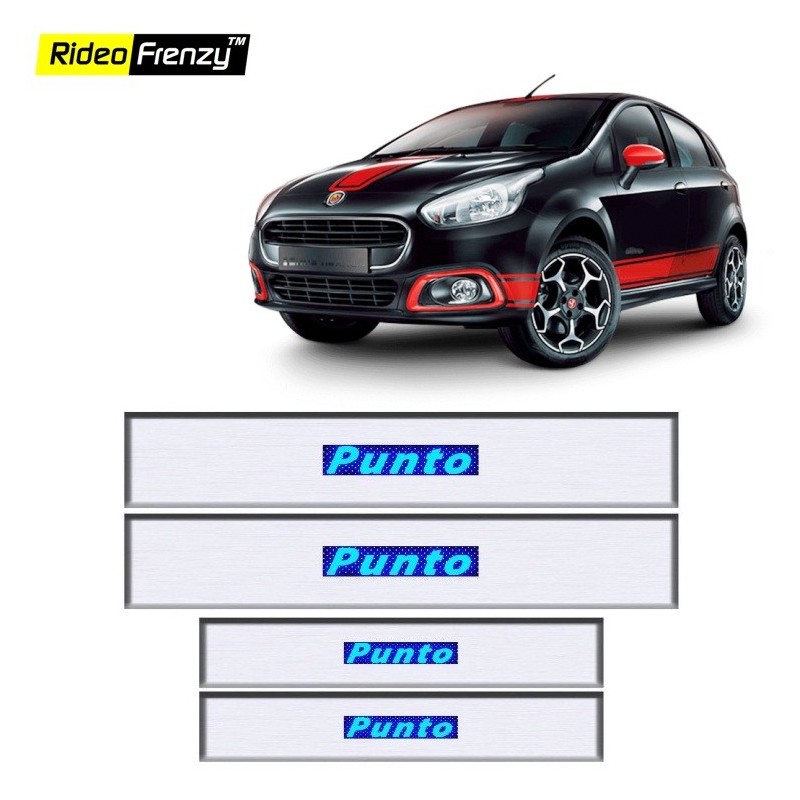 Buy Fiat Punto Stainless Steel Sill Plate with Blue LED online at low prices | Rideofrenzy