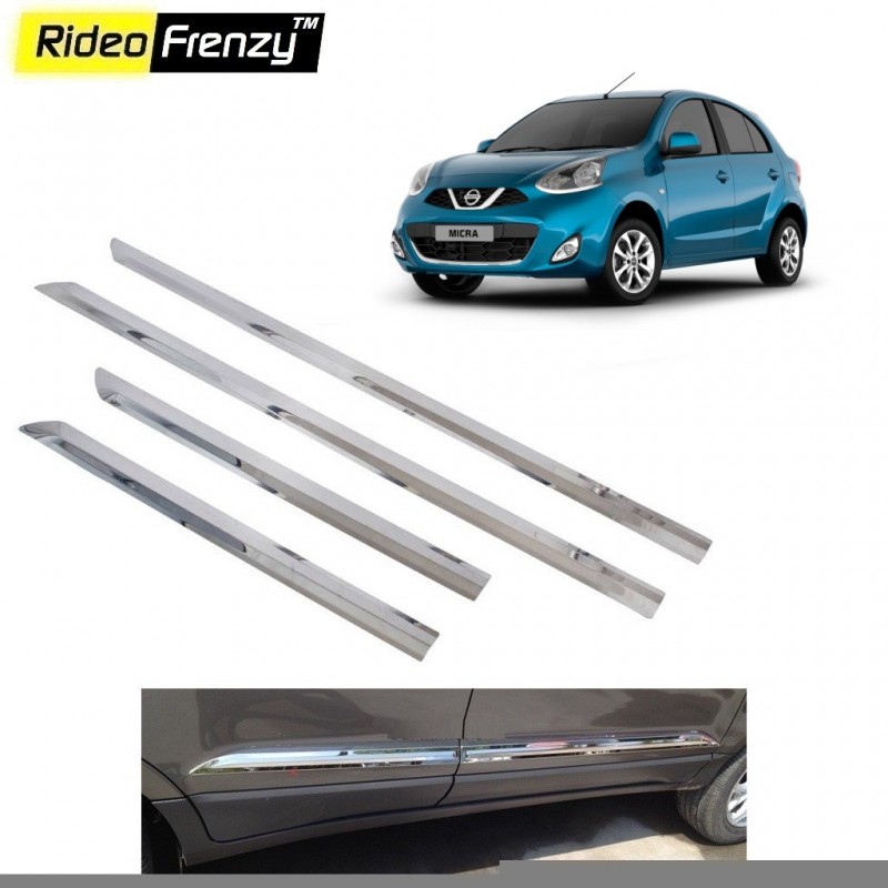 Buy Stainless Steel Nissan Micra Chrome Side Beading online at low prices | Rideofrenzy