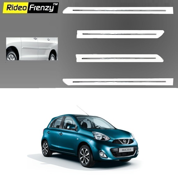 Buy Nissan Micra White Chromed Side Beading online at low prices | Rideofrenzy