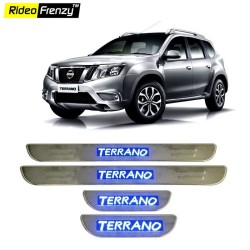 Buy Nissan Terrano Stainless Steel Scuff Plate with Blue LED online | Rideofrenzy