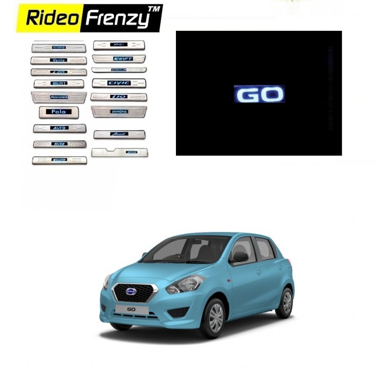 Buy  Datsun Go Illuminated Scuff Plate with Blue LED online | Rideofrenzy