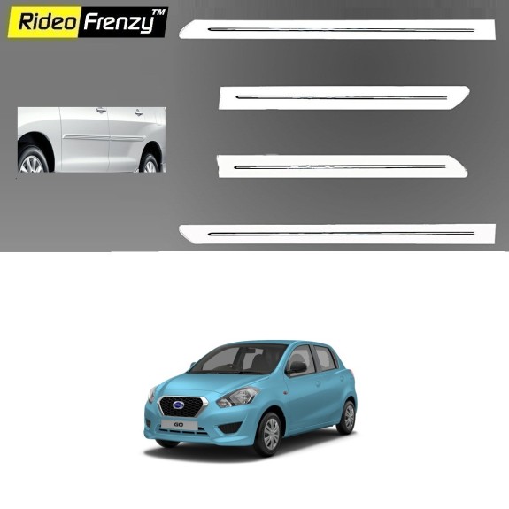 Buy Datsun Go White Chromed Side Beading online | Rideofrenzy