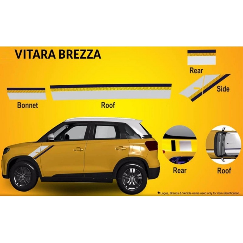Buy Vitara Brezza Body Graphics Stickers Original Black Grey