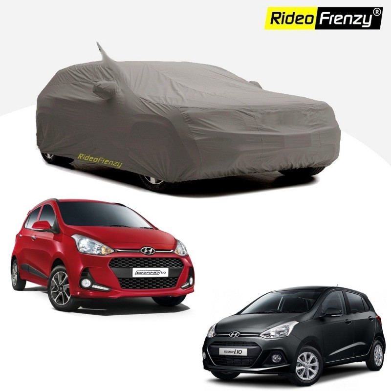 Buy Premium Fabric Hyundai Grand i10 Body Cover with Mirror & Antenna Pockets at low prices-RideoFrenzy