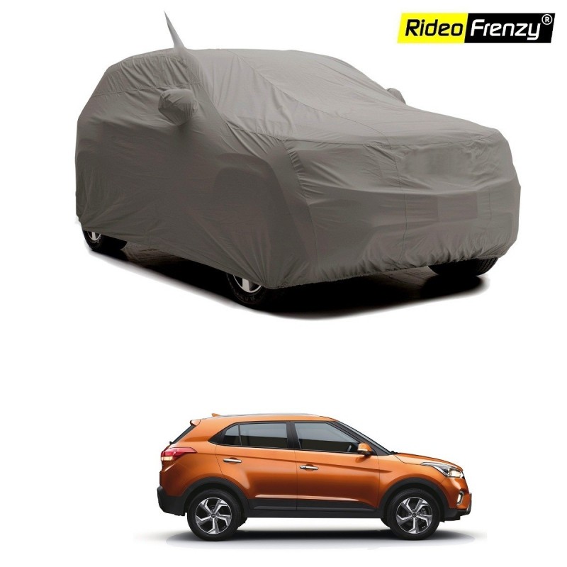 Buy Premium Fabric Hyundai Creta Body Cover with Mirror Pockets at low prices-RideoFrenzy