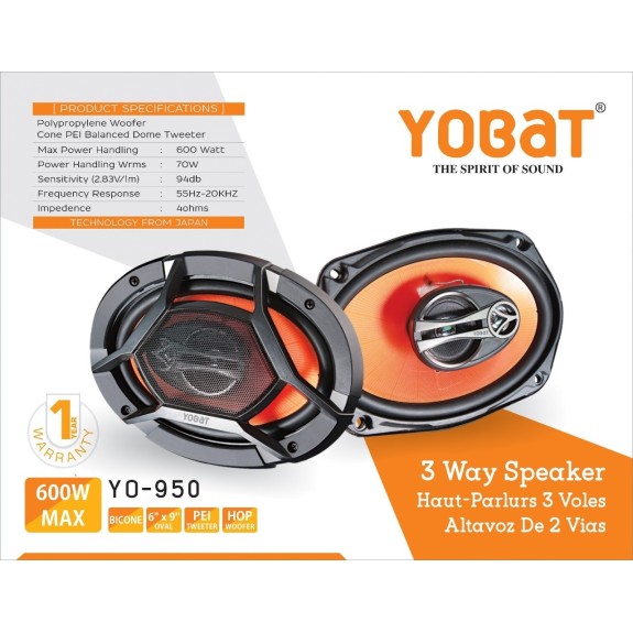 Buy Yobat 3-way Coaxial Oval Car Speakers | 600 W Power Output | Inbuilt Tweeter & Woofer | 1 Year Warranty