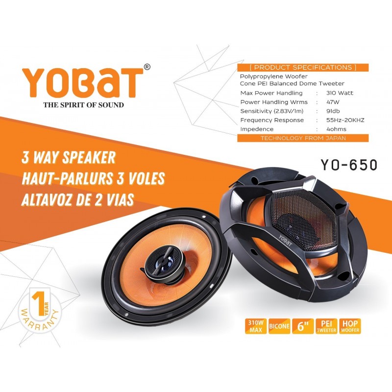 Buy Yobat 3-way 6 inch Component Car Speakers 310 W Power Output | Inbuilt Tweeter & Woofer | 1 Year Warranty