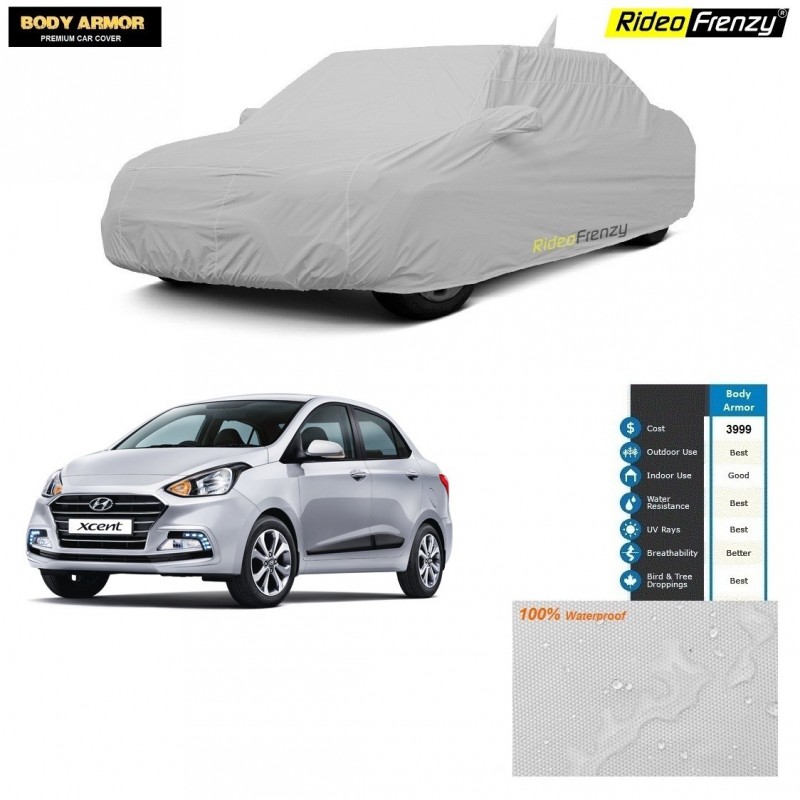 Body Armor Hyundai Xcent Car Cover with Mirror & Antenna Pocket | 100% WaterProof | UV Resistant | Dustproof | No Color Bleeding
