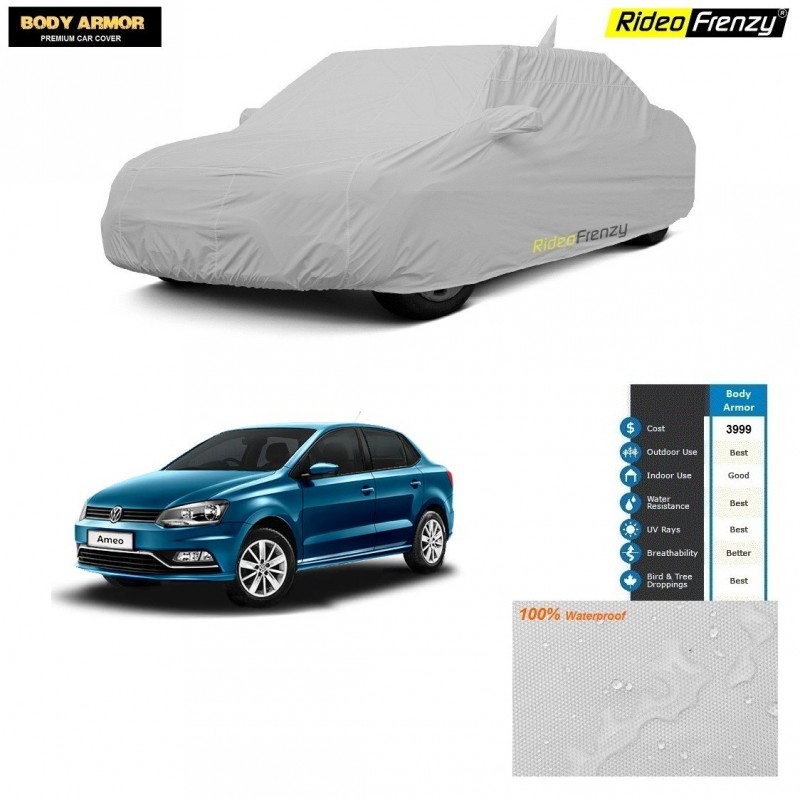Body Armor Volkswagen Ameo Car Cover with Mirror & Antenna Pocket | 100% WaterProof