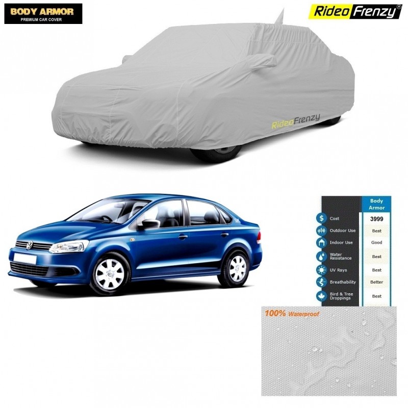 Body Armor Volkswagen Vento Car Cover with Mirror & Antenna Pocket | 100% WaterProof | UV Resistant | No Color Bleeding