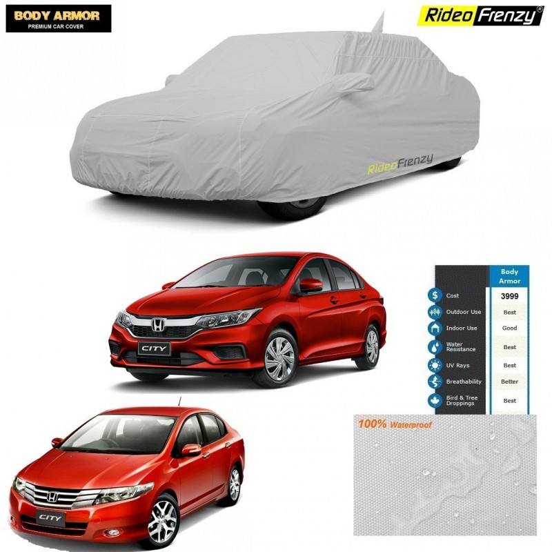 Body Armor Honda City Car Cover with Mirror & Antenna Pocket | 100% WaterProof | UV Resistant | Dustproof | No Color Bleeding