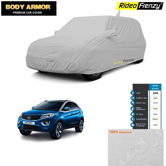 Body Armor Tata Nexon Car Cover with Mirror & Antenna Pocket | 100% WaterProof | UV Resistant | Dustproof | No Color Bleeding