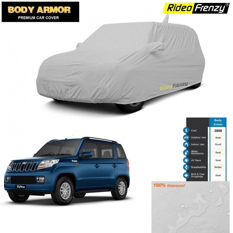 Body Armor Mahindra TUV300 Car Cover with Mirror Pocket | 100% WaterProof | UV Resistant | No Color Bleeding
