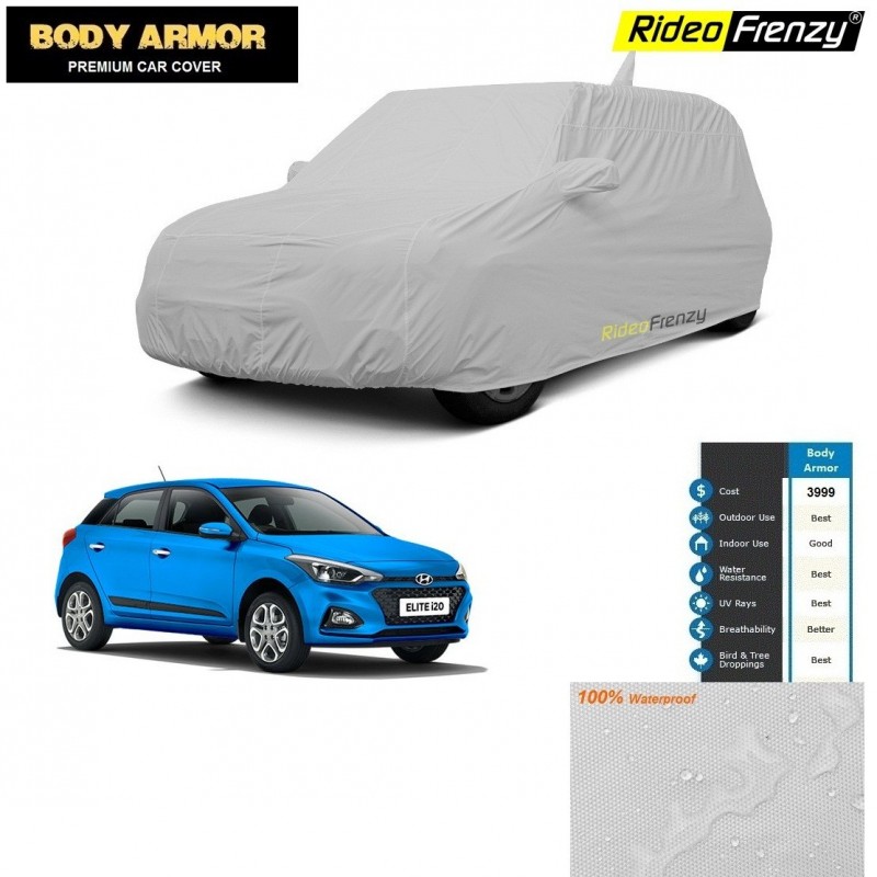 Body Armor Hyundai Elite i20 Car Cover with Mirror & Antenna Pocket | 100% WaterProof | UV Resistant | No Color Bleeding