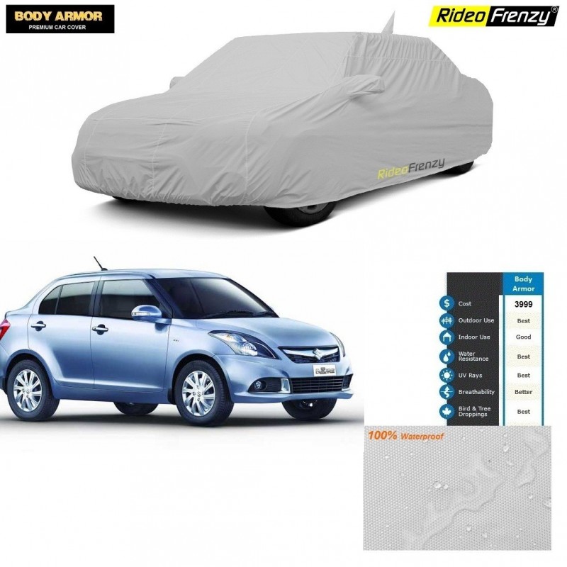 Body Armor Swift Dzire Car Cover with Mirror & Antenna Pocket | 100% WaterProof | UV Resistant | No Color Bleeding