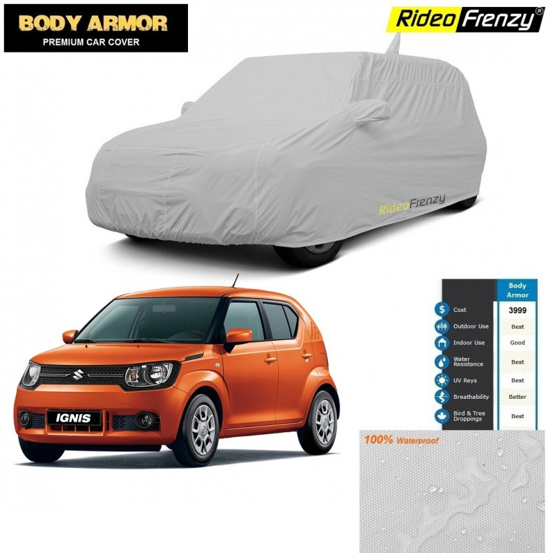 Body Armor Maruti Ignis Car Cover with Mirror & Antenna Pocket | 100% WaterProof | UV Resistant | No Color Bleeding