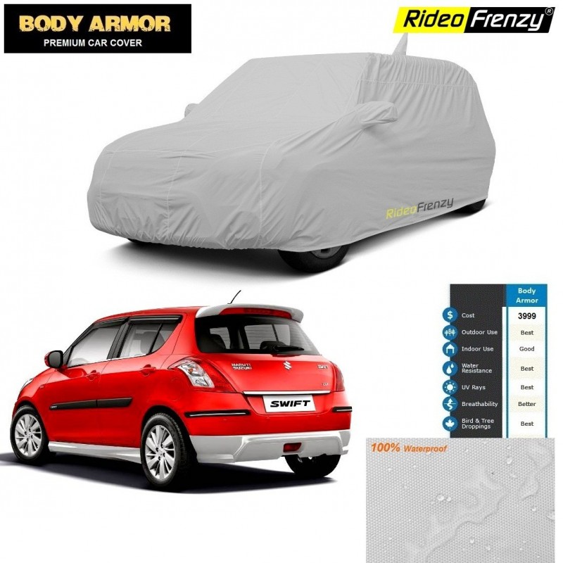 Body Armor Maruti Swift Car Cover with Mirror & Antenna Pocket | 100% WaterProof | UV Resistant | No Color Bleeding