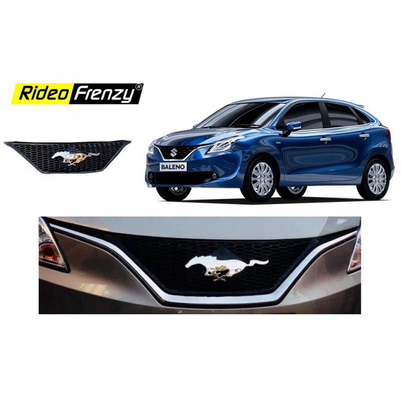 Buy Maruti Suzuki Baleno Mustang Chrome Grill | Imported | ABS Moulded | Custom Fit | Black Color
