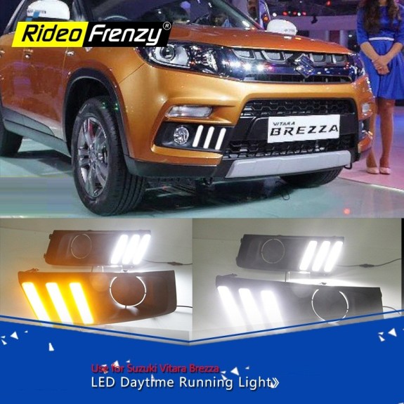 Buy Vitara Brezza LED DRL (Day Time Running Lights) With Turn Signal ( Mustang Style ) | 100% Genuine