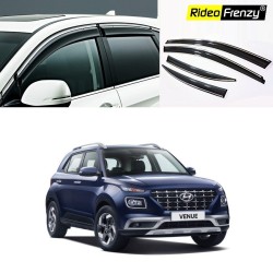 Buy Hyundai Venue Chrome Line Door Visors | Unbreakable ABS Plastic | Online India Rideofrenzy