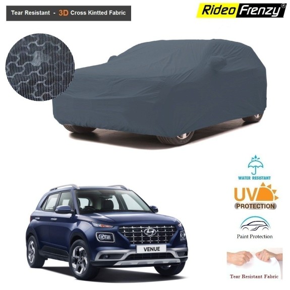 Buy Hyundai Venue Body Cover with Antenna and Mirror Pockets | 100% UV Protection & Dustproof