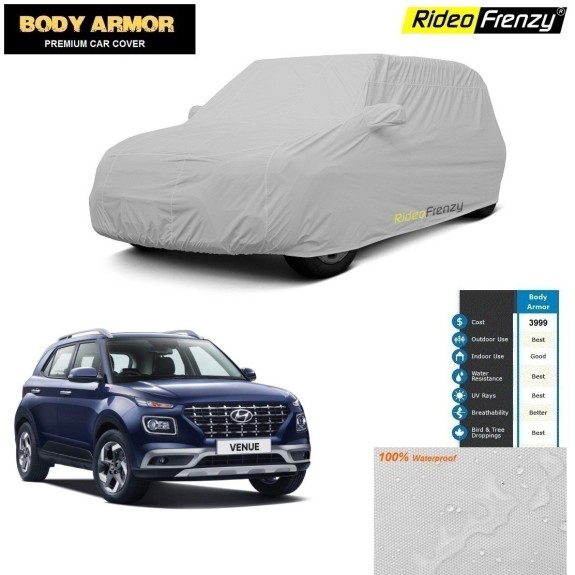 Body Armor Hyundai Venue Car Cover with Mirror & Antenna Pocket | 100% WaterProof | UV Resistant | No Color Bleeding