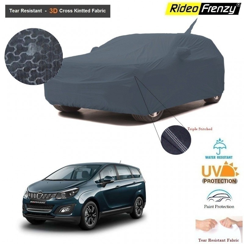 Mahindra Marazzo Body Cover with Antenna and Mirror Pockets | 3D Cross Knitted Fabric | UV & Tear Resistant