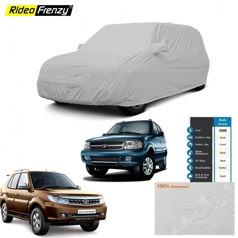 Body Armor Tata Safari Storme Car Cover with Mirror Pockets | 100% WaterProof | UV Resistant | No Color Bleeding