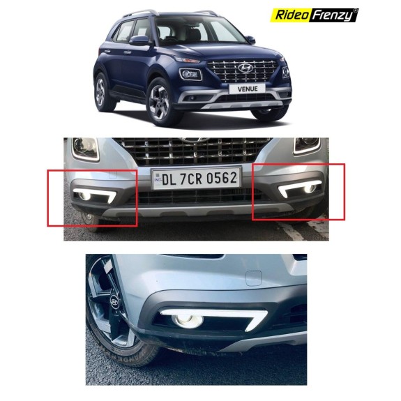 Hyundai Venue Led DRL Day Time Running Lights with Fog Lamps | Matrix Type Turn Indicator Signal