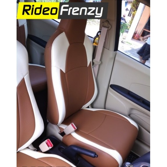 Buy Original Pattern Honda Car Seat Covers | Premium Art Leather | Tan-white