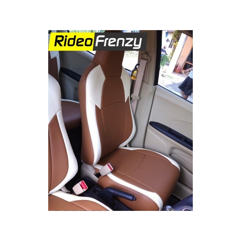 Buy Original Pattern Honda Car Seat Covers | Premium Art Leather | Tan-white