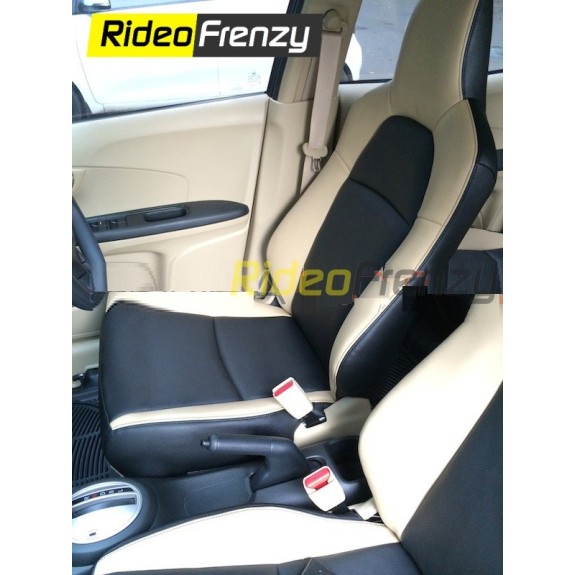 Original Pattern Honda Car Seat Covers | Premium Art Leather | Beige-Black