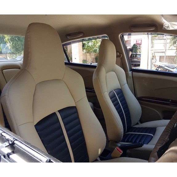 Original Pattern Honda Car Seat Covers | Premium Art Leather | Black-Beige