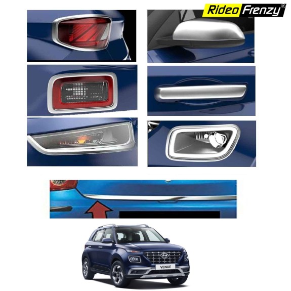 Buy Hyundai Venue Chrome Combo Set 7 | Headlight | Tail light | Catch cover | Mirror cover | Dickey boot