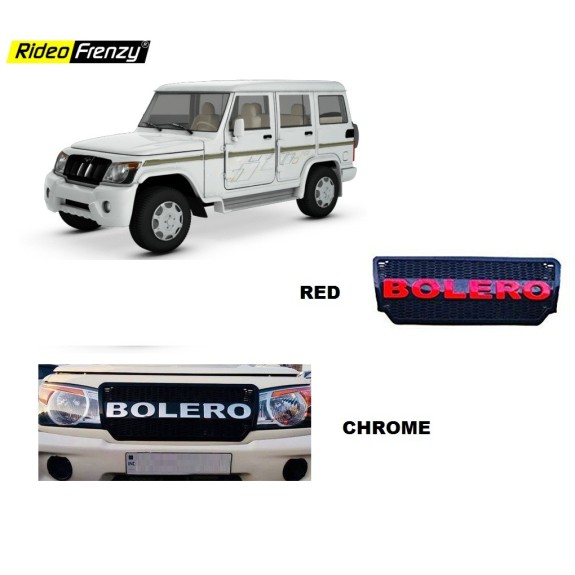 Mahindra Bolero Customized Front Grill | Imported | ABS Moulded | Custom Fit | Black | RED | Chrome Color