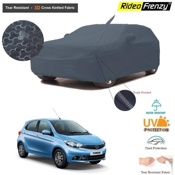 Tata Tiago Body Cover with Antenna and Mirror Pockets | 3D Cross Knitted Fabric | UV & Tear Resistant
