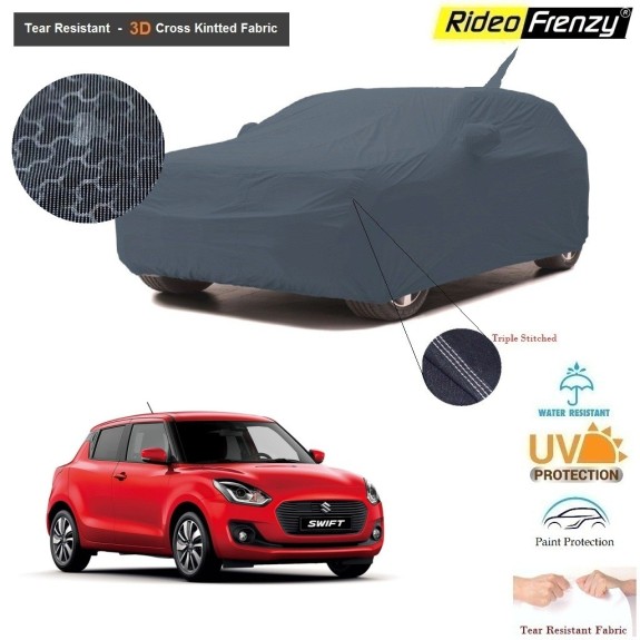 Maruti New Swift 2018 | 2019 | 2020 Body Cover with Antenna and Mirror Pockets | 3D Cross Knitted Fabric | UV & Tear Resistant