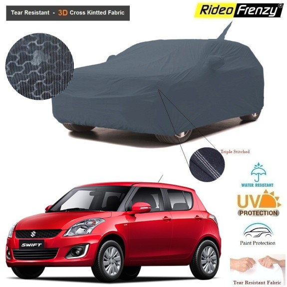 Maruti Swift (2009-2017)Body Cover with Antenna and Mirror Pockets | 3D Cross Knitted Fabric | UV & Tear Resistant