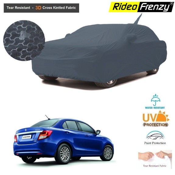 Maruti New Dzire Body Cover with Antenna and Mirror Pockets | 3D Cross Knitted Fabric | UV & Tear Resistant