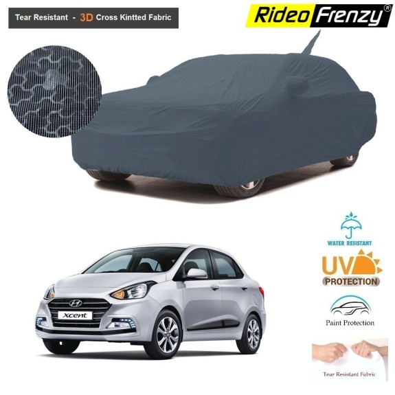 Hyundai Xcent Body Cover with Antenna and Mirror Pockets | 3D Cross Knitted Fabric | UV & Tear Resistant
