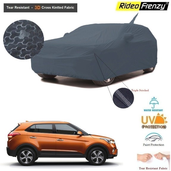 Hyundai Creta Body Cover with Antenna and Mirror Pockets | 3D Cross Knitted Fabric | UV & Tear Resistant