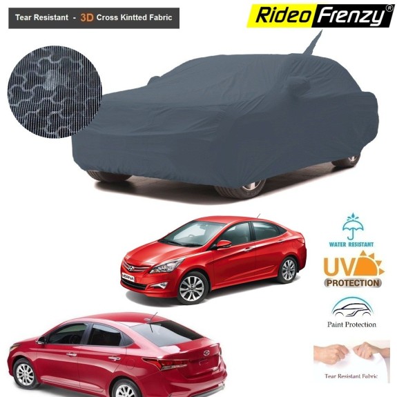 Hyundai Verna Body Cover with Antenna and Mirror Pockets | 3D Cross Knitted Fabric | UV & Tear Resistant
