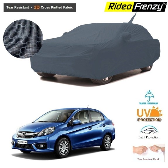 Honda Amaze Body Cover with Antenna and Mirror Pockets | 3D Cross Knitted Fabric | UV & Tear Resistant