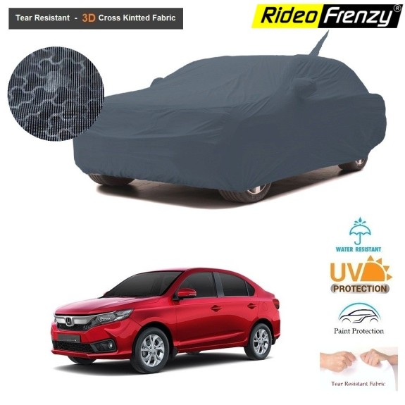 Honda New Amaze 2018 Body Cover with Antenna and Mirror Pockets | 3D Cross Knitted Fabric | UV & Tear Resistant
