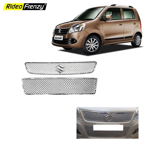Maruti New WagonR Chrome Grill Covers (Upper+lower) | High Quality ABS Plastic Chrome Plating