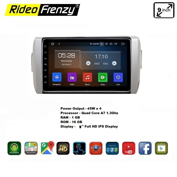 Innova Crysta Android Double Din Stereo System With Inbuilt Bluetooth | 9 inch Touch Screen | GPS Navigator
