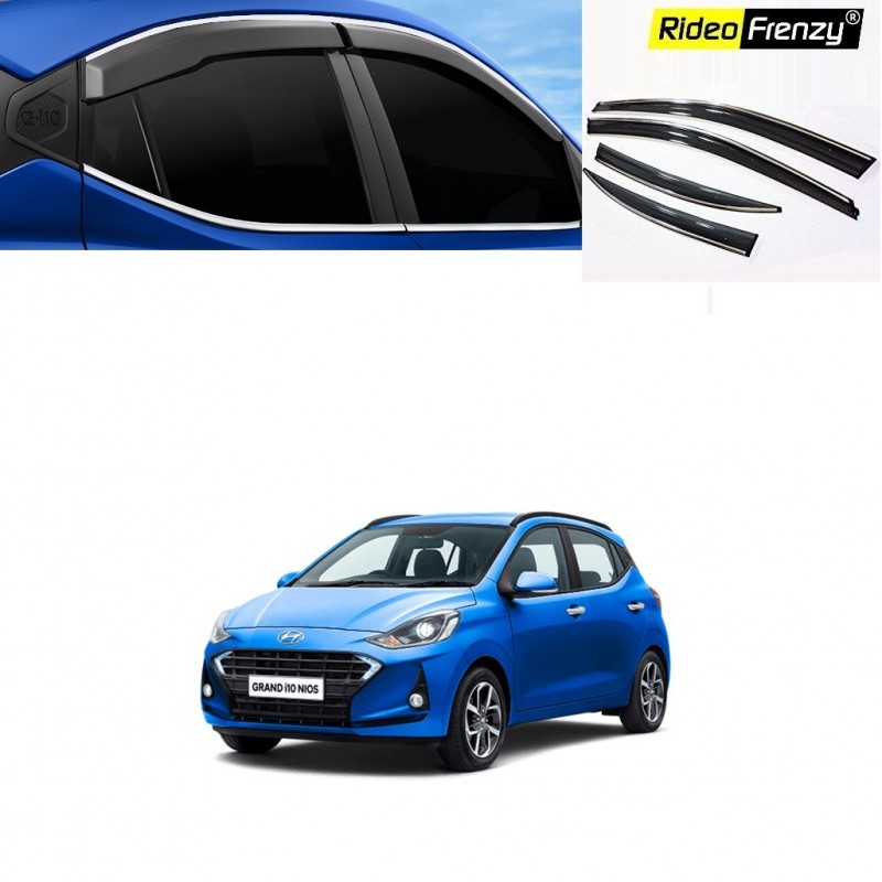 Buy Hyundai Grand i10 NIOS Chrome Line Door Visors Unbreakable ABS