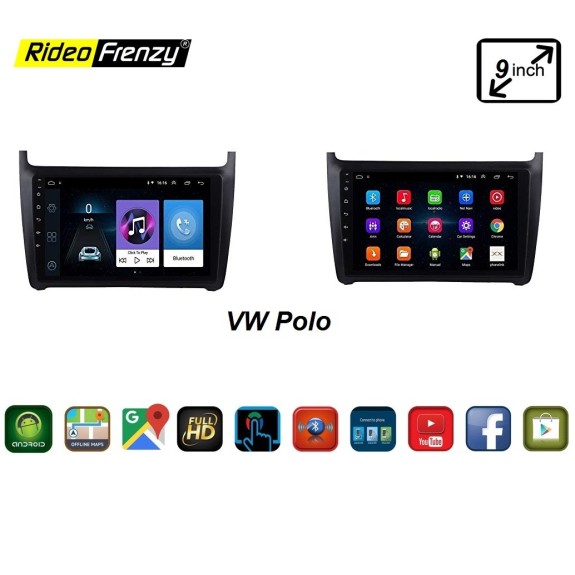 Buy Volkswagen Polo OEM Fitting Android Double Din Stereo System With Inbuilt Bluetooth | 9 inch Touch Screen | GPS Navigator